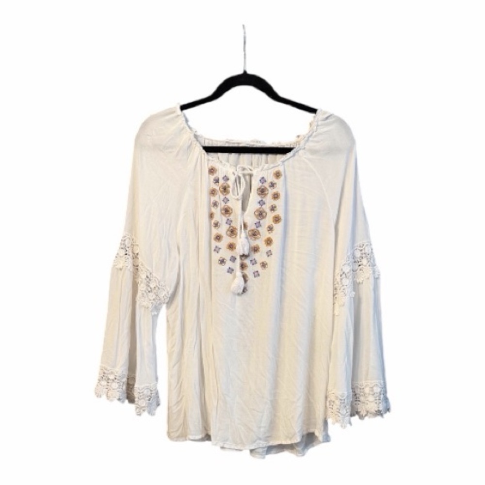 Embroidered Cream Women's Top